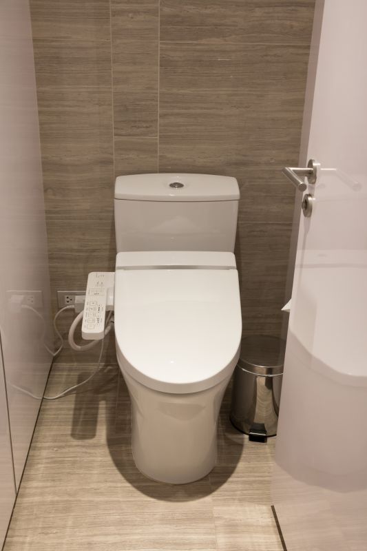 Smart bathroom with digital controls and LED lighting
